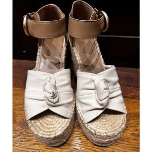 Marc Fisher linen platform sandal